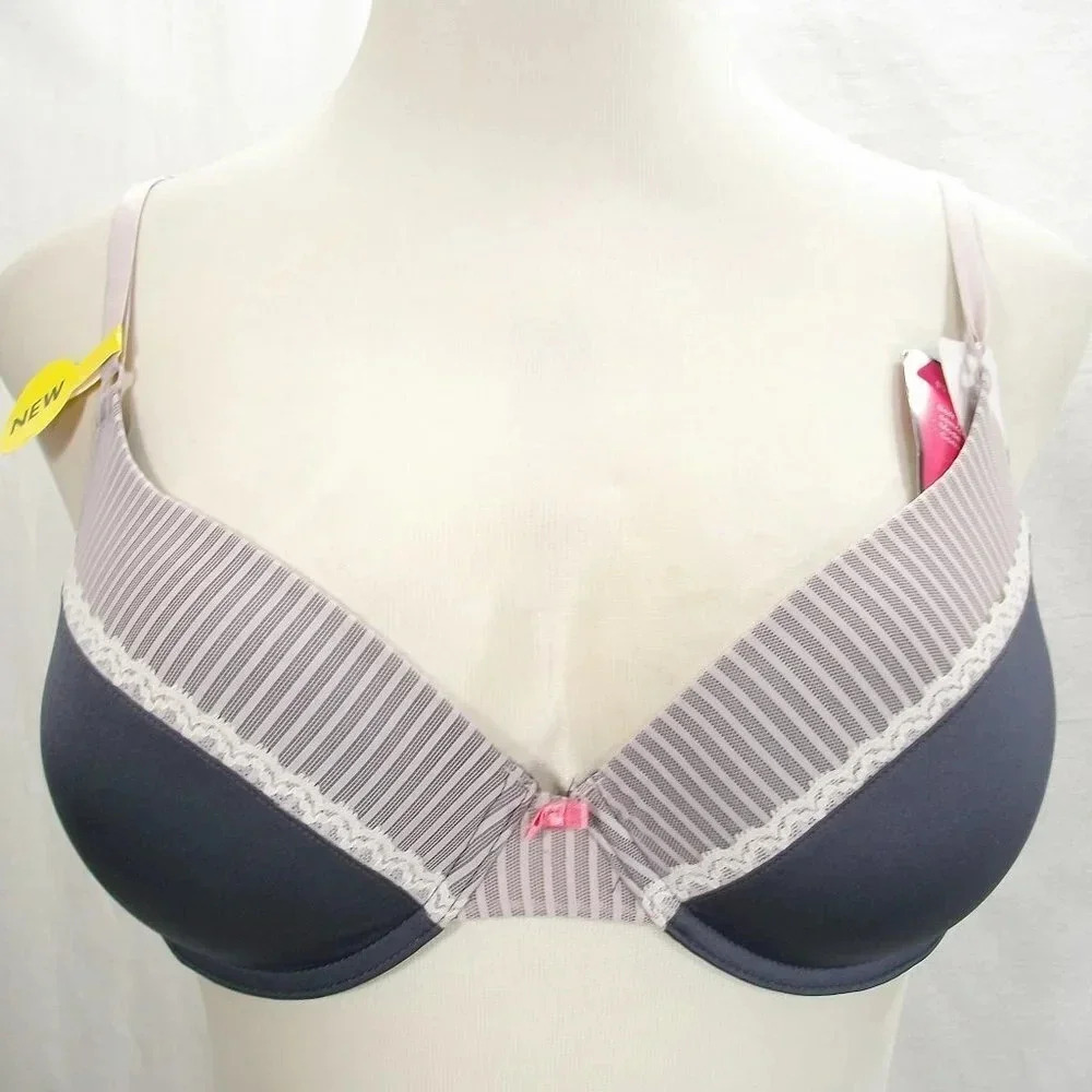 36C‎ Lily of France 2175257 French Charm UW Bra Gray NWT